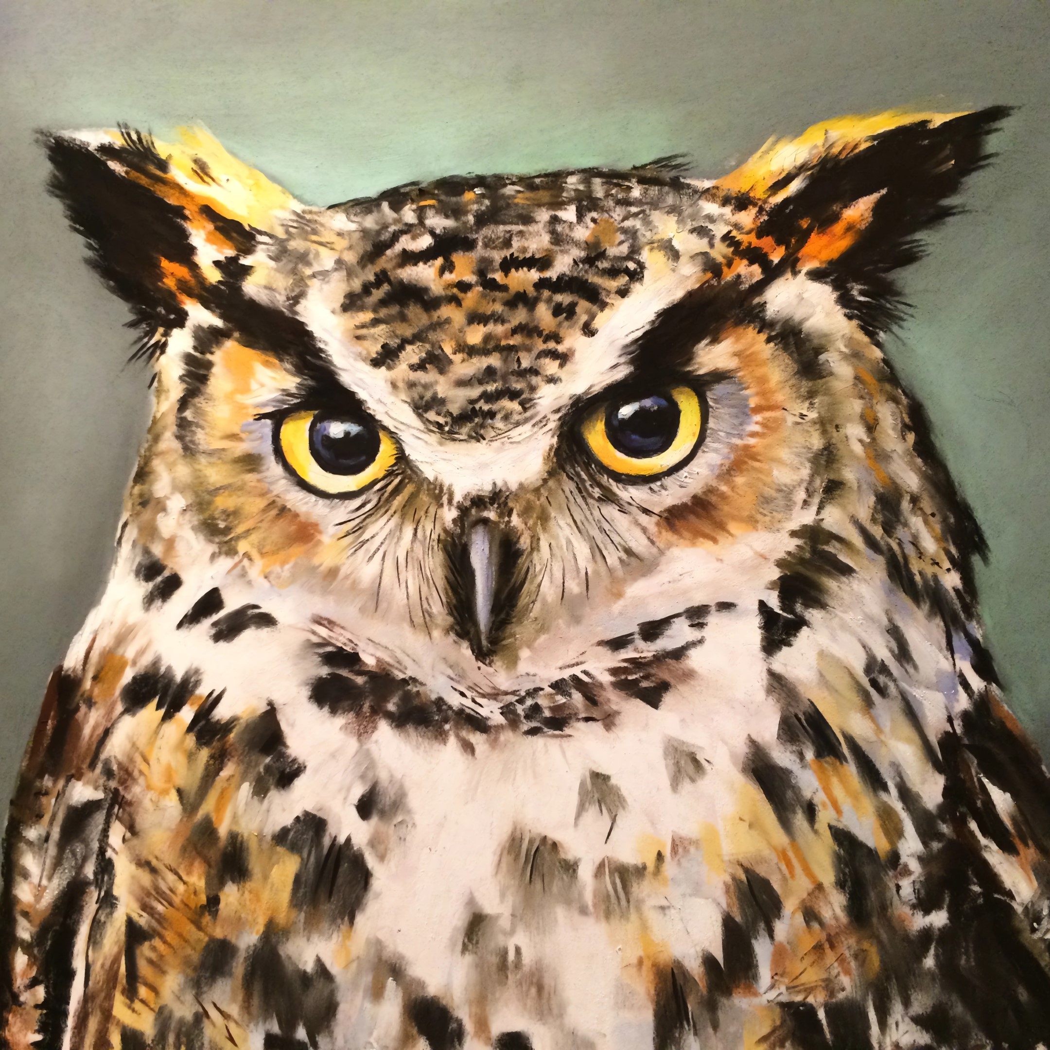 A pastel painting of an owl created by ArtisOn