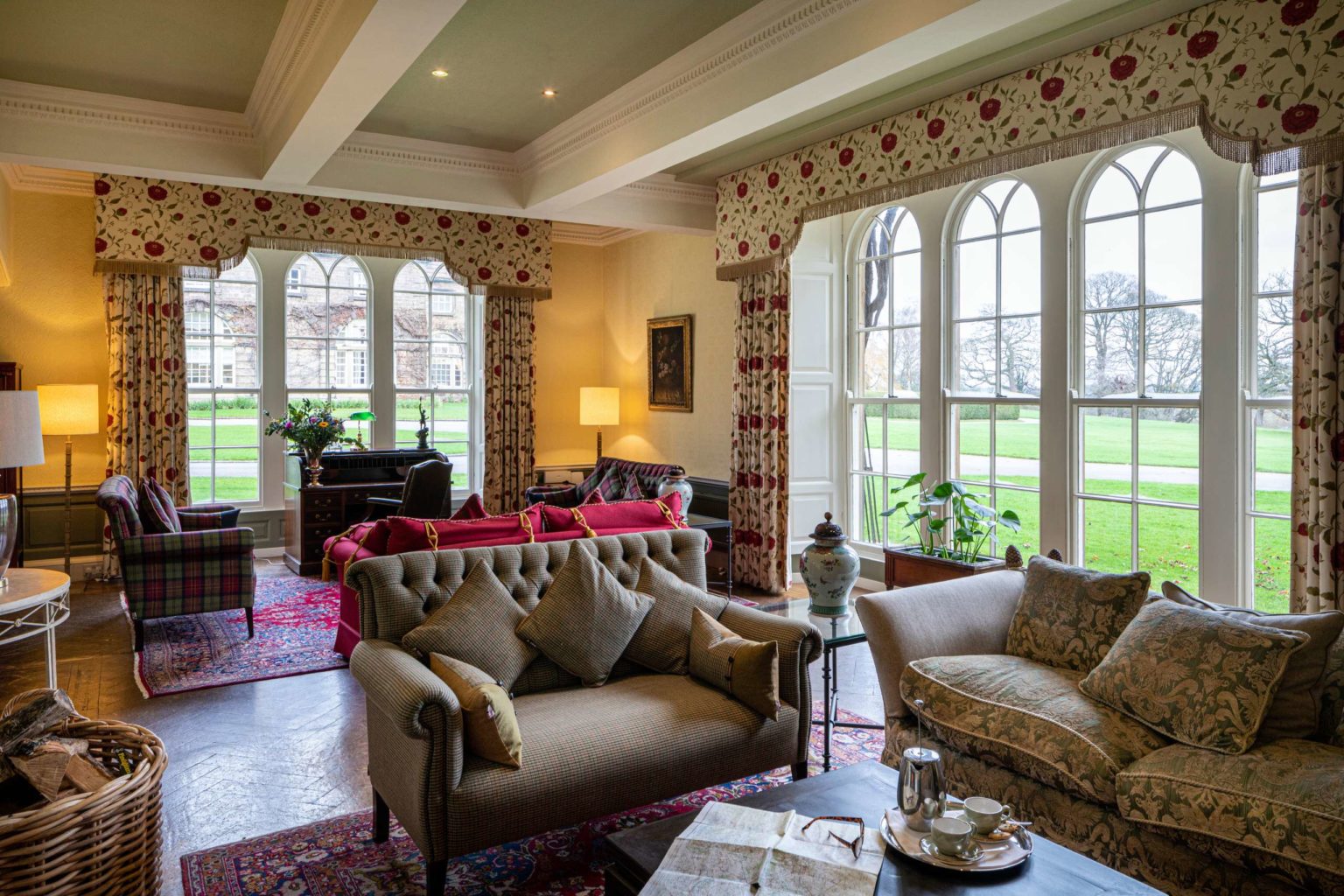 The Morning Room at Swinton Park country estate hotel near Harrogate, Ripon and the Yorkshire Dales