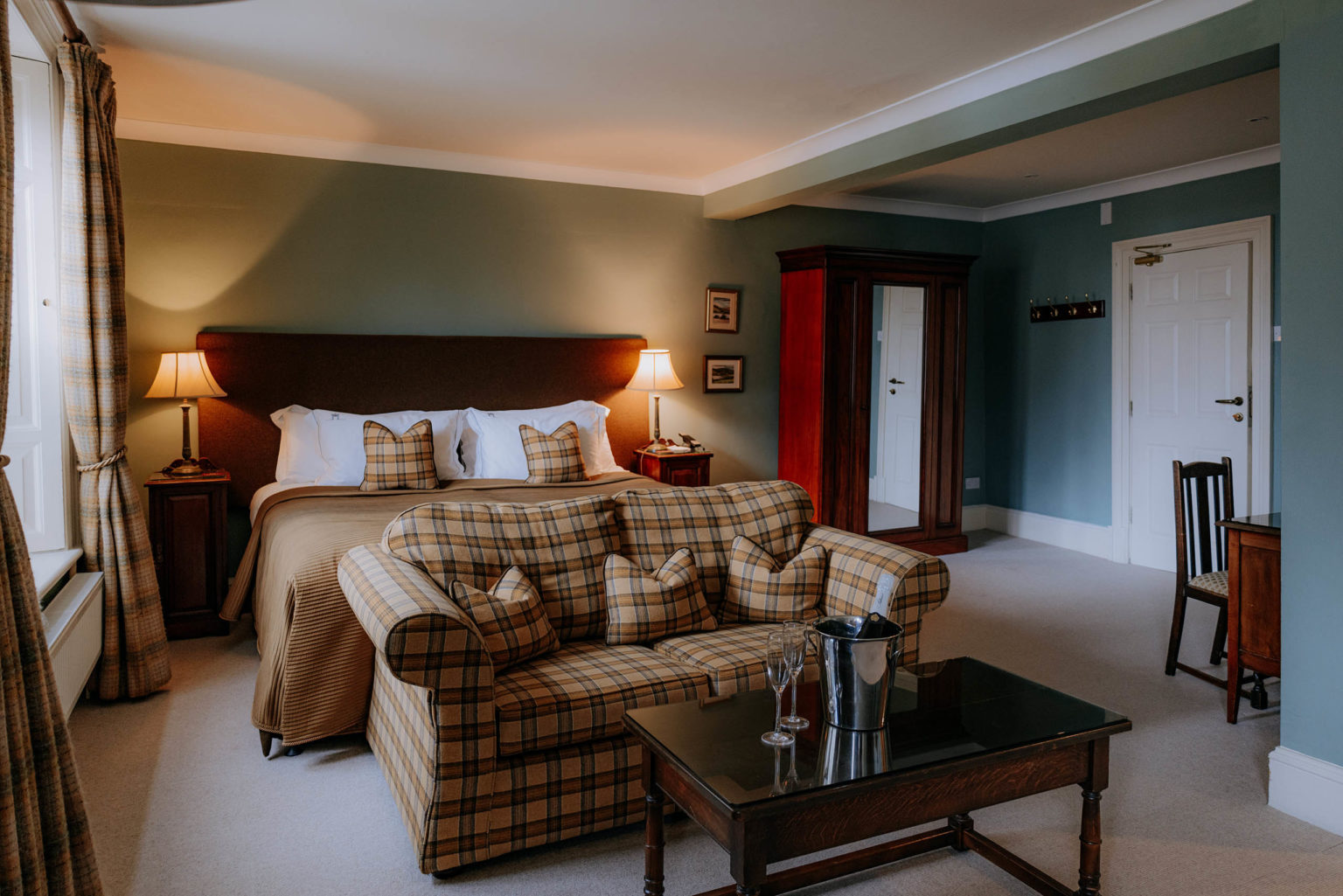The Semerwater bedroom at Swinton Park Hotel in North Yorkshire