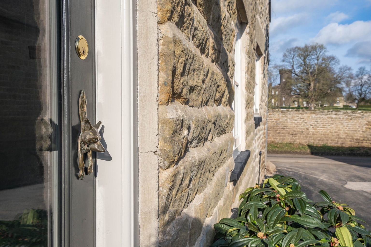 The door knocker of Swinton Grange holiday house on the Swinton Estate in North Yorkshire