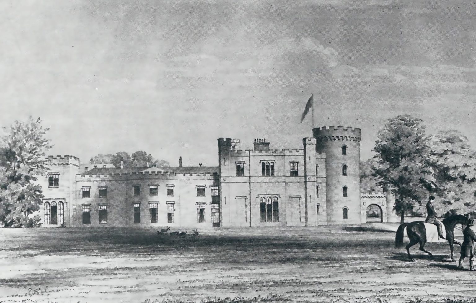 An historical sketch depicting Swinton Park in North Yorkshire