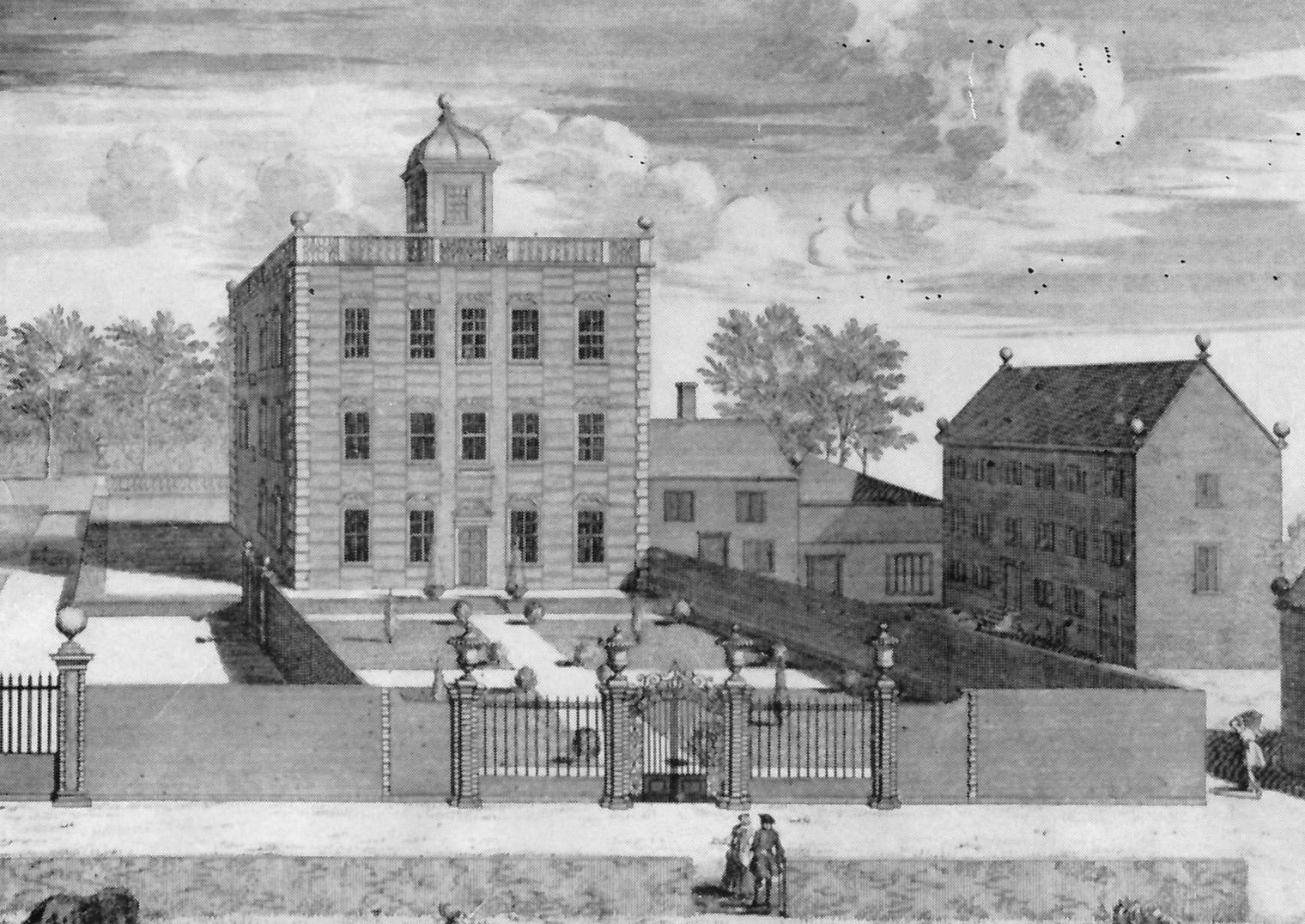 An historical sketch depicting the original house located at Swinton Park