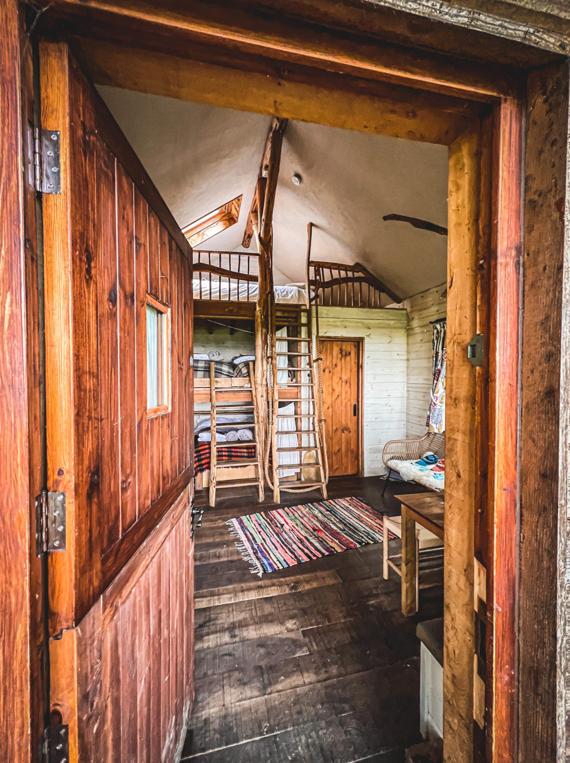 The interior of a Tree Lodge at Swinton Bivouac in North Yorkshire