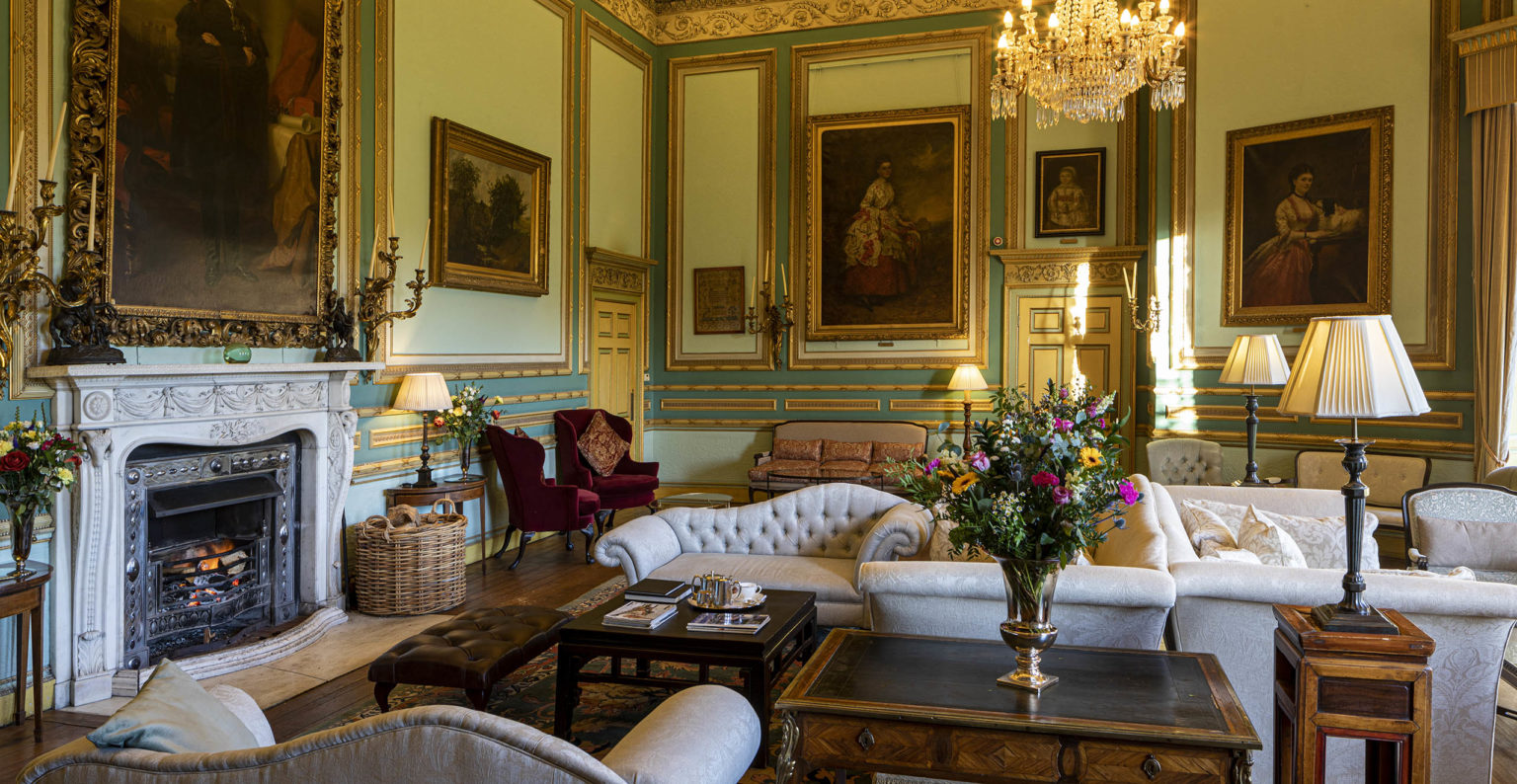 The Drawing Room at Swinton Park Hotel on the Swinton Estate in North Yorkshire