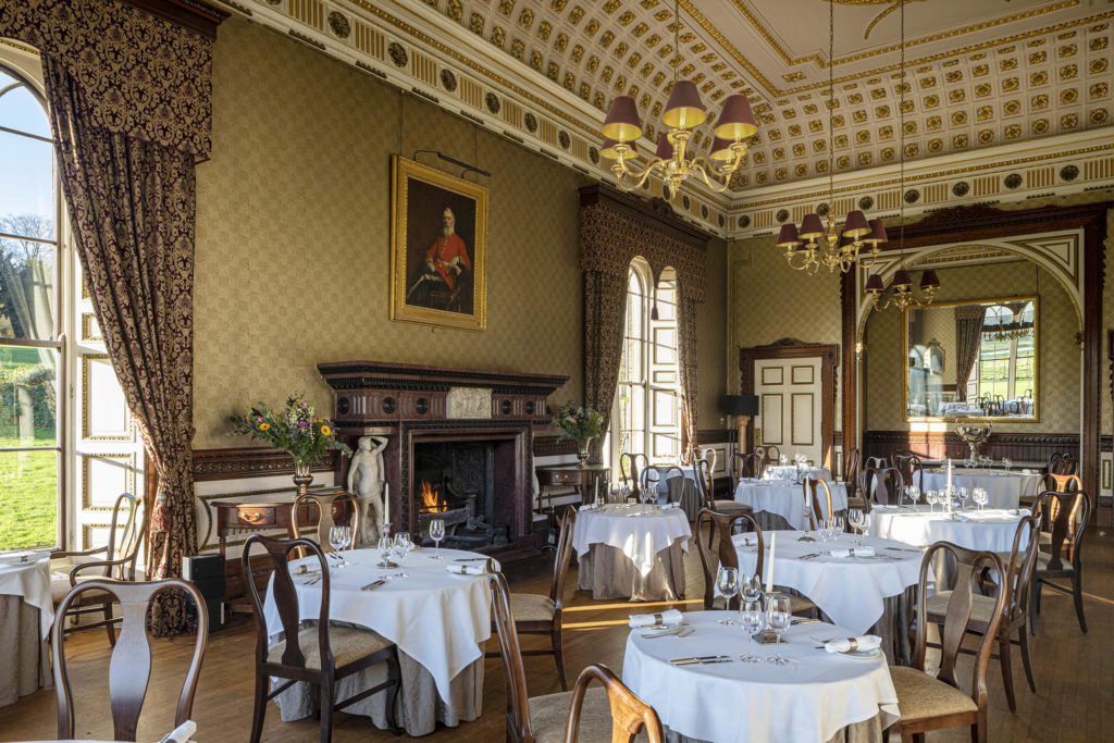 Interior of the fine dining Samuel's Restaurant near Harrogate and Ripon, on the Swinton Estate in North Yorkshire