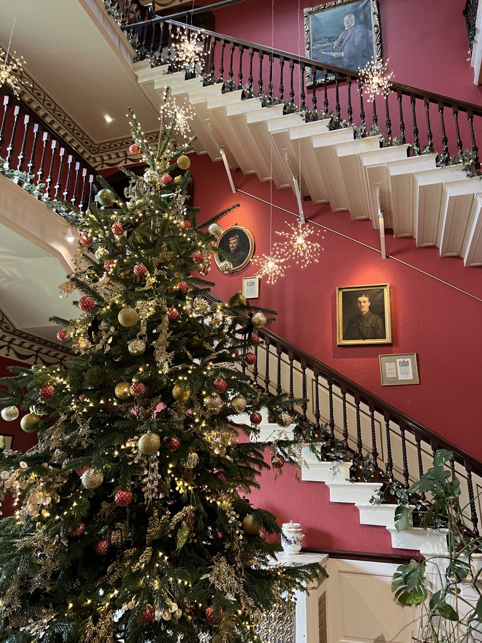 The large Christmas tree in the centre of Swinton Park Hotel on the Swinton Estate