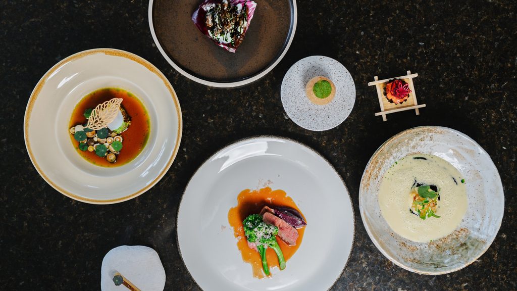 Dishes crafted by chef Josh Barnes for his Chef's Table experience on the Swinton Estate in North Yorkshire